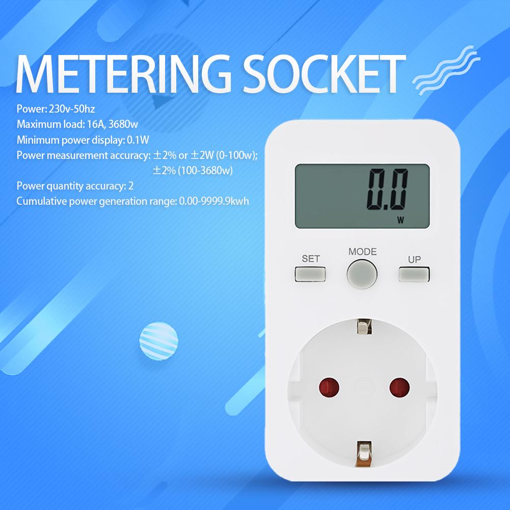 Digital Wattmeter LCD Energy Monitor Power Meter Electricity Electric Meter Measuring Outlet Analy Usage Monitoring Socket EU