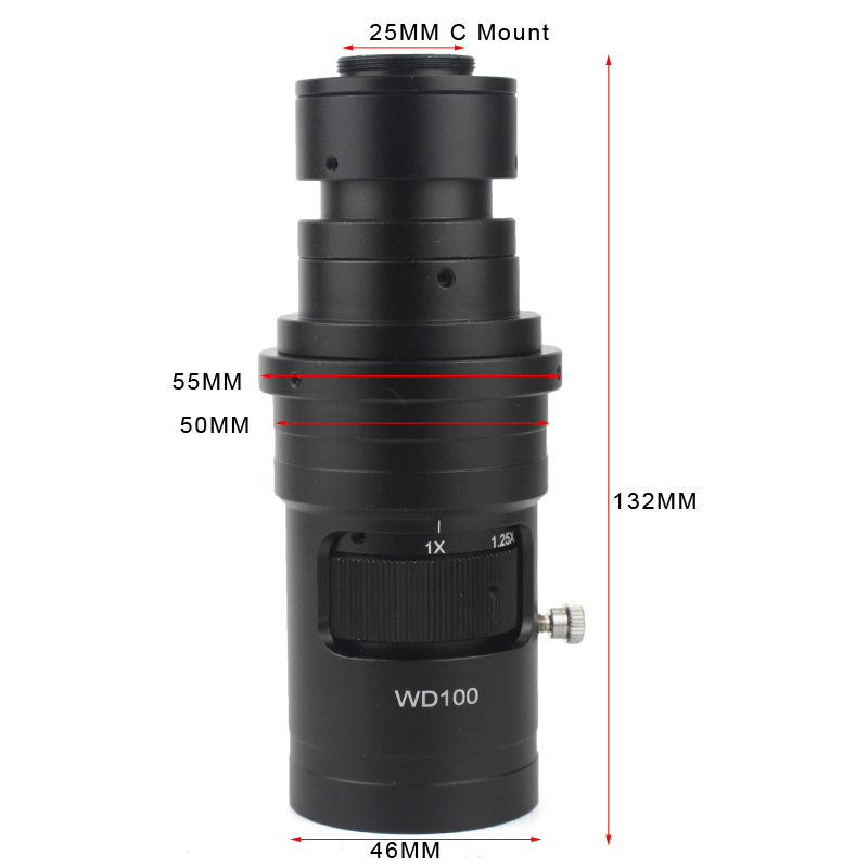 Adjustable Magnification 100X 130X 180X 200X 300X 360X 500X Zoom C Mount Lens For HDMI VGA USB Industry Video Microscope Camera