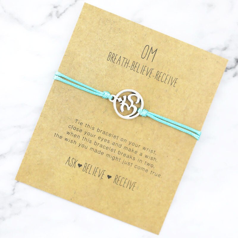 Healing Namaste Yoga Bracelets OM Charm Bracelets Lucky Buddha Yoga Jewellery for Women Men Hindu Symbol Lucky Bracelet: Green