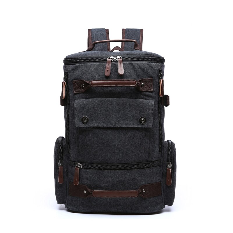 Heren Rugzak Vintage Canvas Rugzak Schooltas Mannen Reistassen Grote Capaciteit Rugzak Laptop Rugzak: Black