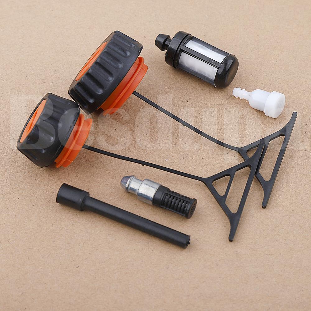 Gas Fuel Cap & Oil Cap For Stihl 020 021 023 024 025 026 028 034 036 038 042 048 AV Super Replace 0000 350 0520, 0000 350 0510