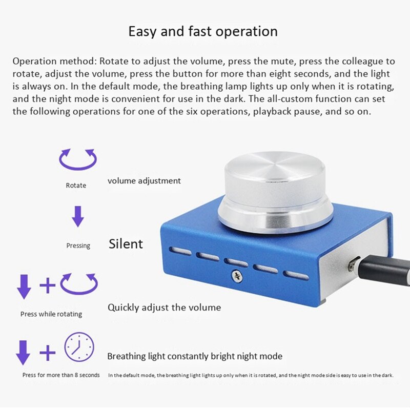 Usb Volume Control, Lossless Pc Computer Speaker o Volume Controller Knob, Adjuster Digital Control With One Key Mute Functi