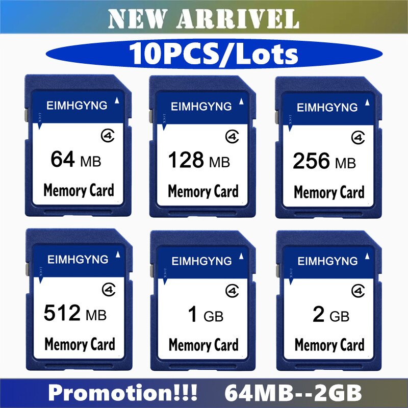 ! 10 Stks/partij Sd Geheugenkaart 64Mb 128Mb 256Mb 512Mb 1Gb 2Gb Sd Secure Digital flash Card Geheugenkaart Standaard