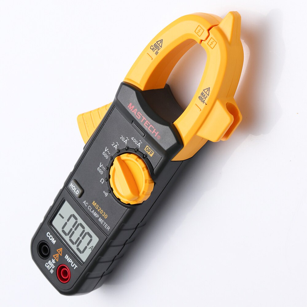 Mastech Digital Clamp Meter DC/AC 600V ACA 400A Data Hold Resistance Continuity Diode Low Battery MS2030 Mastech