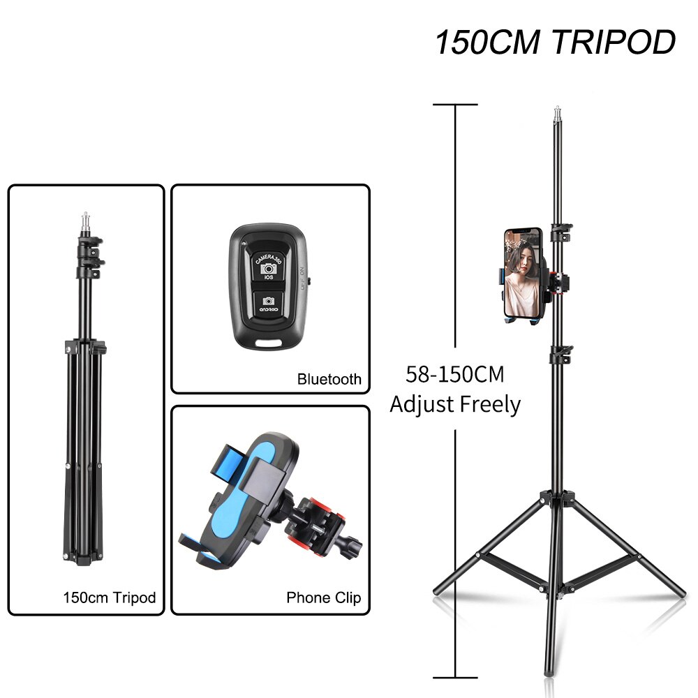 Stativ für iPhone praktisch Stativ mit Telefon Halfter und Fernauslöser Kompatibel mit iPhone/Android Perfekte für Selfie Video: 150cm Stativ