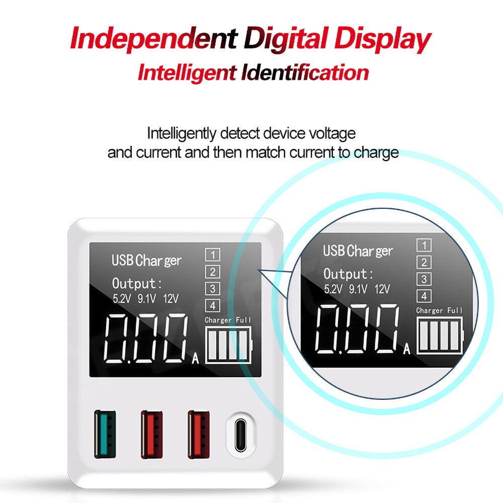 Tipo c qc3.0 usb 4 portas carregador de parede estação para iphone xiaomi huawei samsung 30/40w carga rápida adaptador do telefone móvel