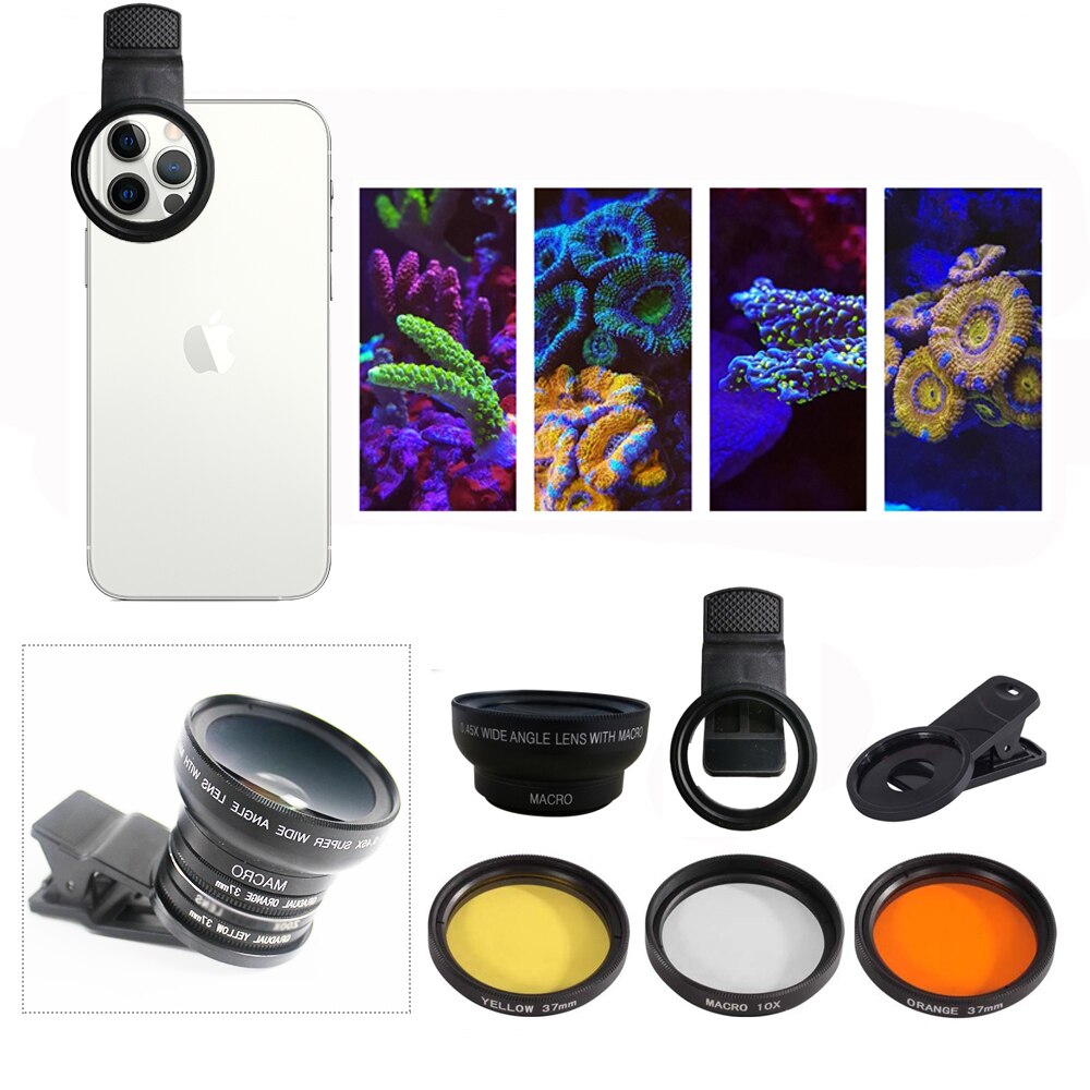 Objectif pour Aquarium, eau salée Marine, corail, récif, caméra, filtres, Macro, pour poissons, Terrarium aquatique: Coral lens kit Pro