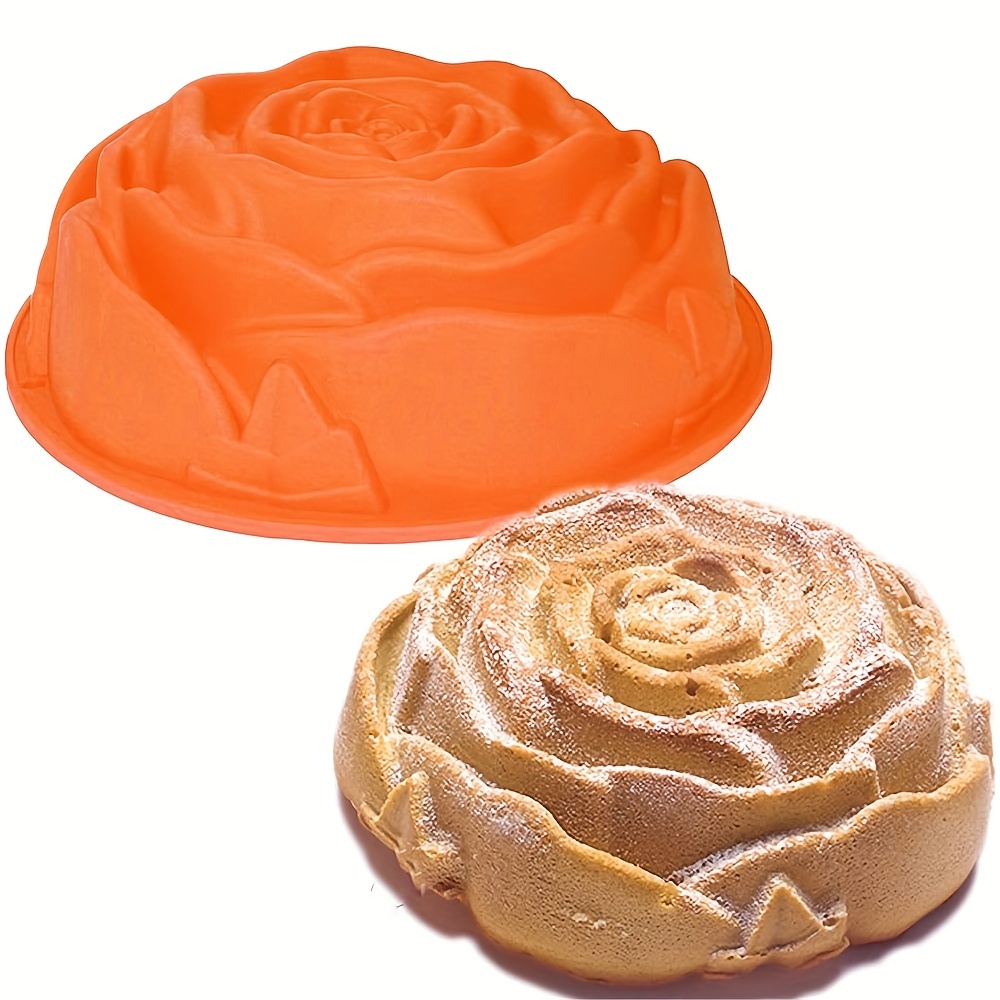 Moldes de silicona para hornear flores, molde de silicona para pasteles, moldes de gelatina de gelatina y gelatina, moldes para pasteles para formas para hornear, 1 pieza: naranja