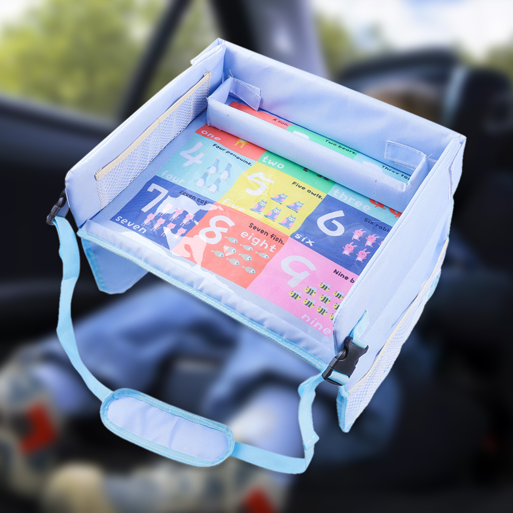 Plateau de voyage pour siège de voiture pour enfants en bas âge, siège de poussette, poches de jeu