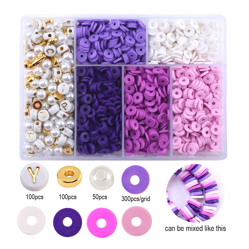 6mm Flat Beads Set Polymer Clay Beads For Jewelry Making With Pearl letter Beads Bracelets Necklace Earring DIY Handmade Craft: Red
