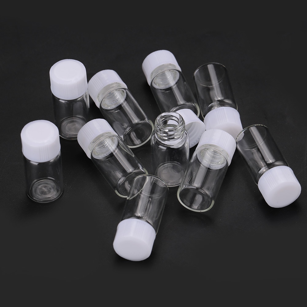 Glass Vials 3.0ml Transparent Screw Cap Seed Reagent Laboratory Medicine 10pcs/Set Leak Proof Biomedical Chemical