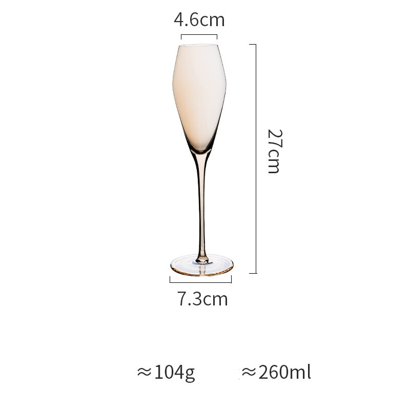 Rainbow plated Lead-free crystal glass cup Inclined mouth wine glass cocktail glass Champagne glasses goblet party Drinkware: Amber  260ml