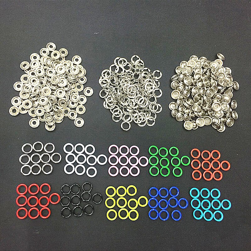 500 Sets/partij 10 Kleuren 9.5Mm Metal Prong Snap Knoppen Fasteners Drukknopen Poppers Baby Romper Gesp Snap