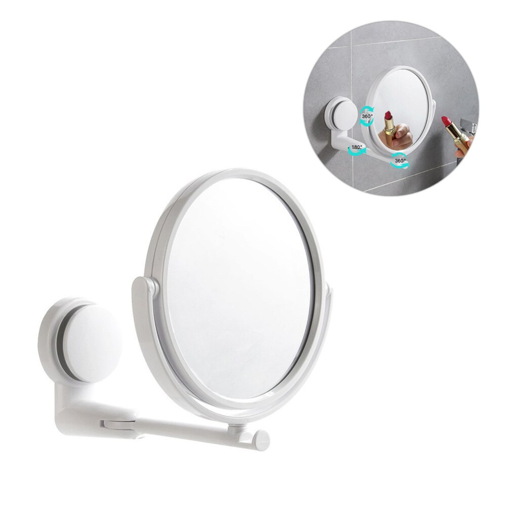 Wall Mounted Round Vanity Mirror Rotating Folding Cosmetic Mirror Household Make-up Mirror Perforating Toilet Glass Single Si