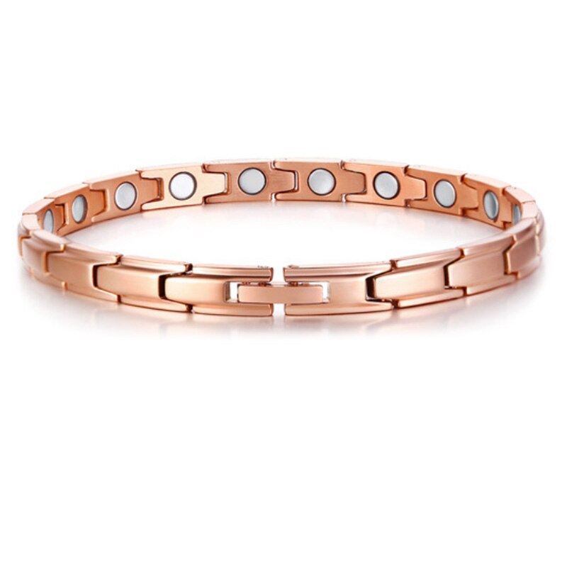 Trendy Women's 6mm Healthy Energy Bracelet Chain Link Stainless Steel Magnet Bracelets Jewelry: Rose Gold