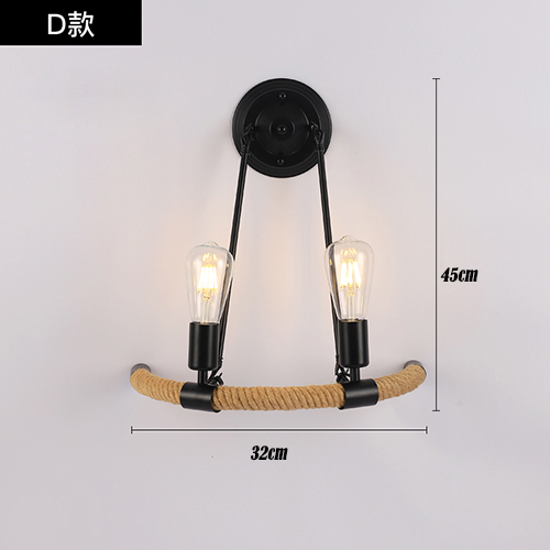 Væglampe i hampereb retrolampe indendørs væglampe loft industriel amerikansk stil  e27 110v 220v værelsesindretning væglampe: Blå