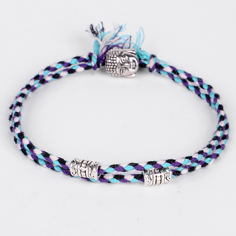Pulseras y brazaletes de hilo de amuleto tejido con cabeza de Buda tibetana para mujeres y hombres, pulsera de amistad con dije de Buda de cuerda hecha a mano,: Verde oscuro