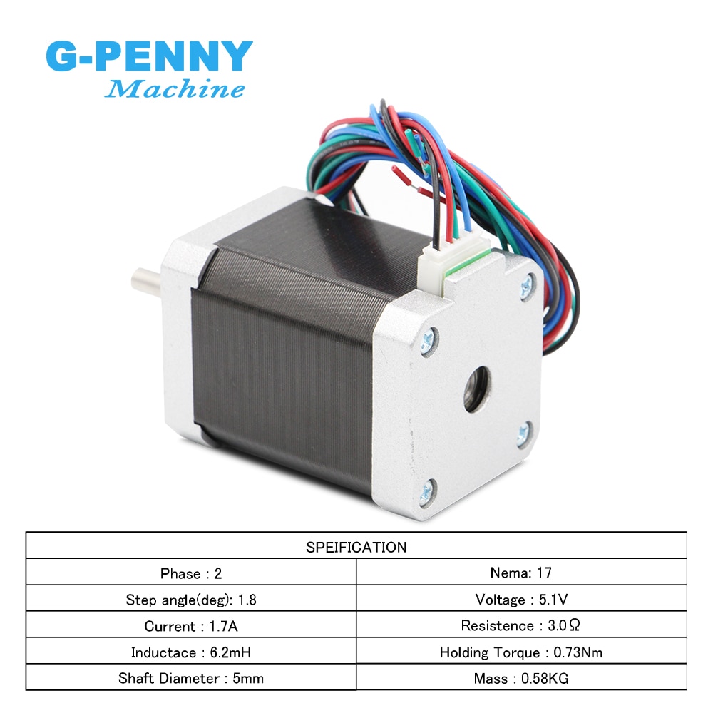 Nema17 Stappenmotor 60Mm Lengte 1.7A 0.73Nm 7.3Kg. Cm 104Oz-in High Torque Nema 17 Stappenmotor 7.3Kg. Cm Voor 3D Printer