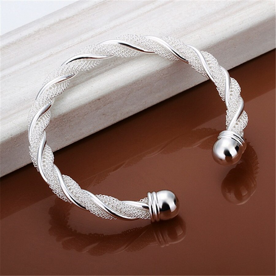 Jule sølvfarge smykker vakre kvinnelige wire mesh armbånd armbånd smykker for kvinner menn  b020