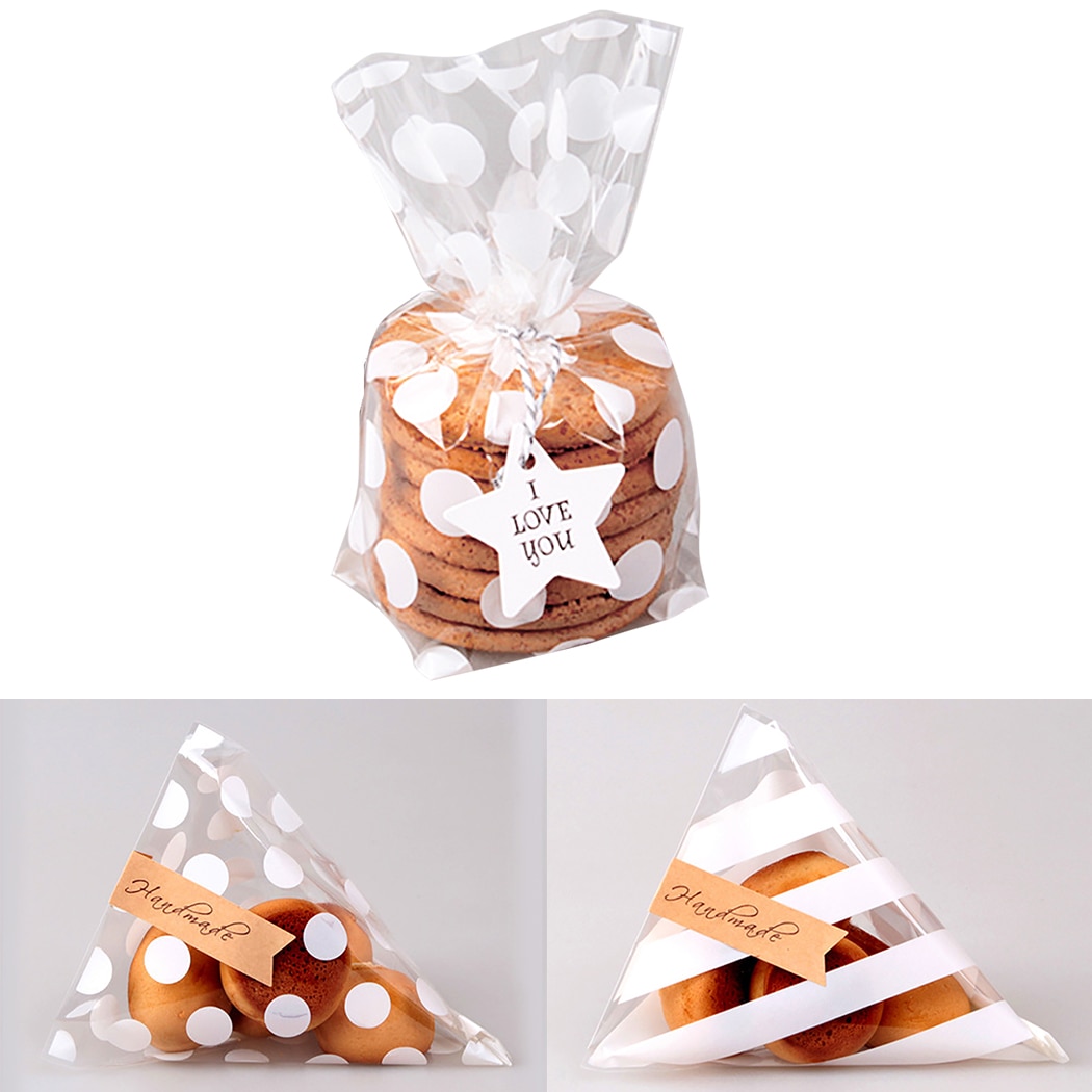 100PCS Cute Treat Bag Cookie Candy Bags for Candy Biscuits Snack Baking Package Event Party Supplies
