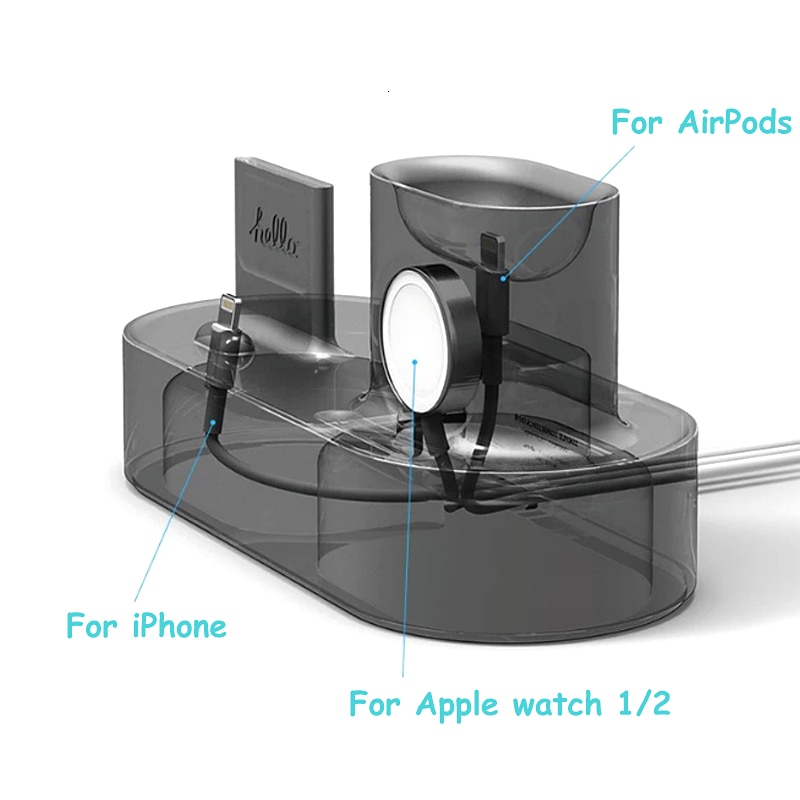 3 in 1 Charging Dock Holder For iPhone X XR XS Max 8 7 6 Silicone Charger Stand for Apple Watch AirPods Charging Station Docking
