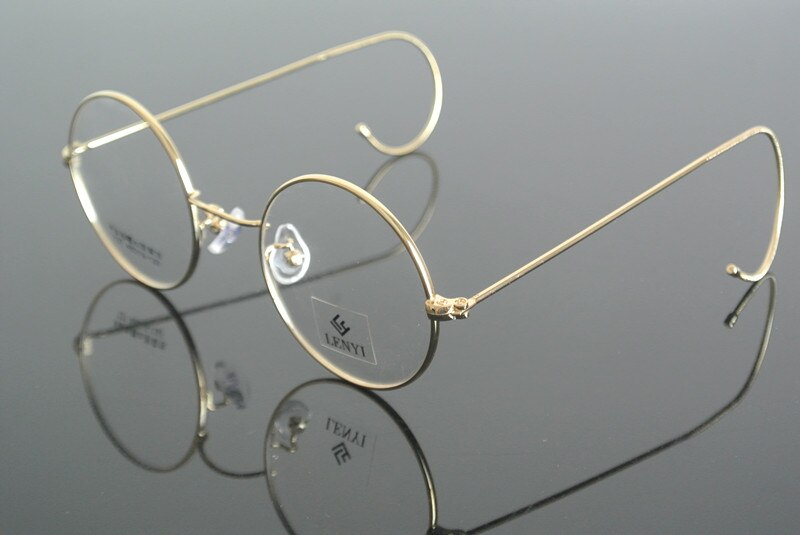Vintage Ronde 60s 46 mm Volledige Rand Brilmonturen Goud Brons Draad Velg John Lennon Steve Jobs Bril Rx in staat