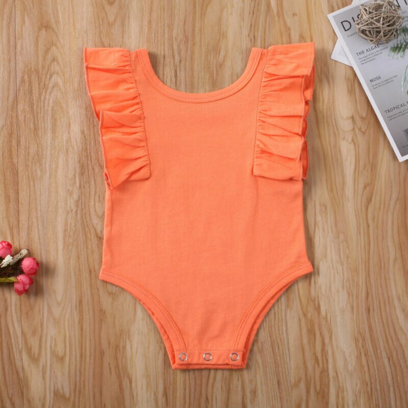 Baby Sommer Kleidung Neugeborenen Baby Junge Mädchen unisex Baumwolle Gesamt Karosserie Rüschen Feste Kleidung einstellen ärmellos Sunsuit