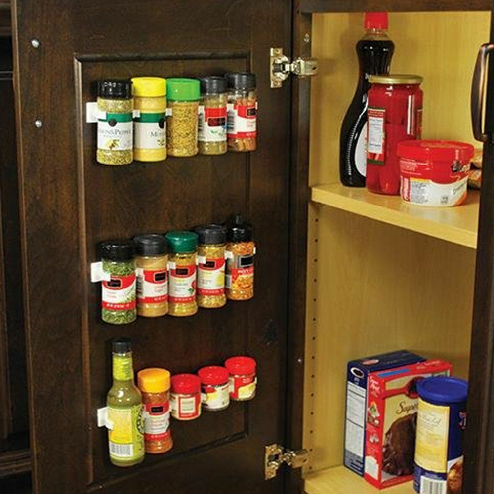20 Clip Keuken Spice Grijper Strip Pot Rack Opslag Houder Organizer Muur Kastdeur Opknoping Spice