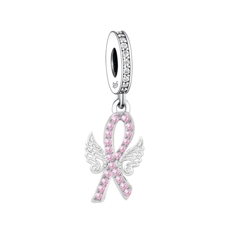 FC Jewelry – Bracelet à breloques Original en argent 925, gant de boxe, combat du Cancer du sein, perle de sensibilisation pour la fabrication de Berloque: Rose