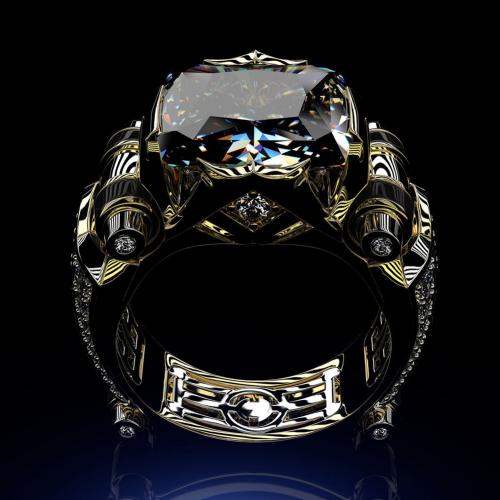 Klassieke gouden herenring met zwarte steen steampunk vintage verloving lieflijk huwelijk heren trendy sieraden: Us 8 / Zwart