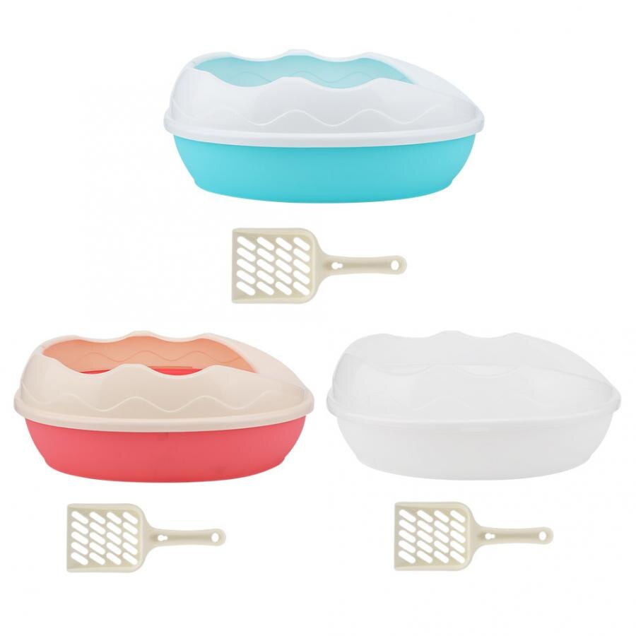 Cama de baño para perros mascota, caja de arena para gatos, bandeja para gatos y perros, caja de arena de plástico con pala para interiores de gatos y cachorros
