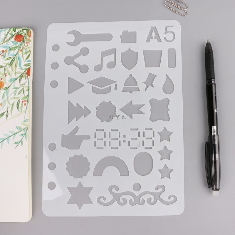 24Pcs Drawing Template Stencils Journal Notebook Diary Scrapbooking A5 DIY Stationery School Office Supplies
