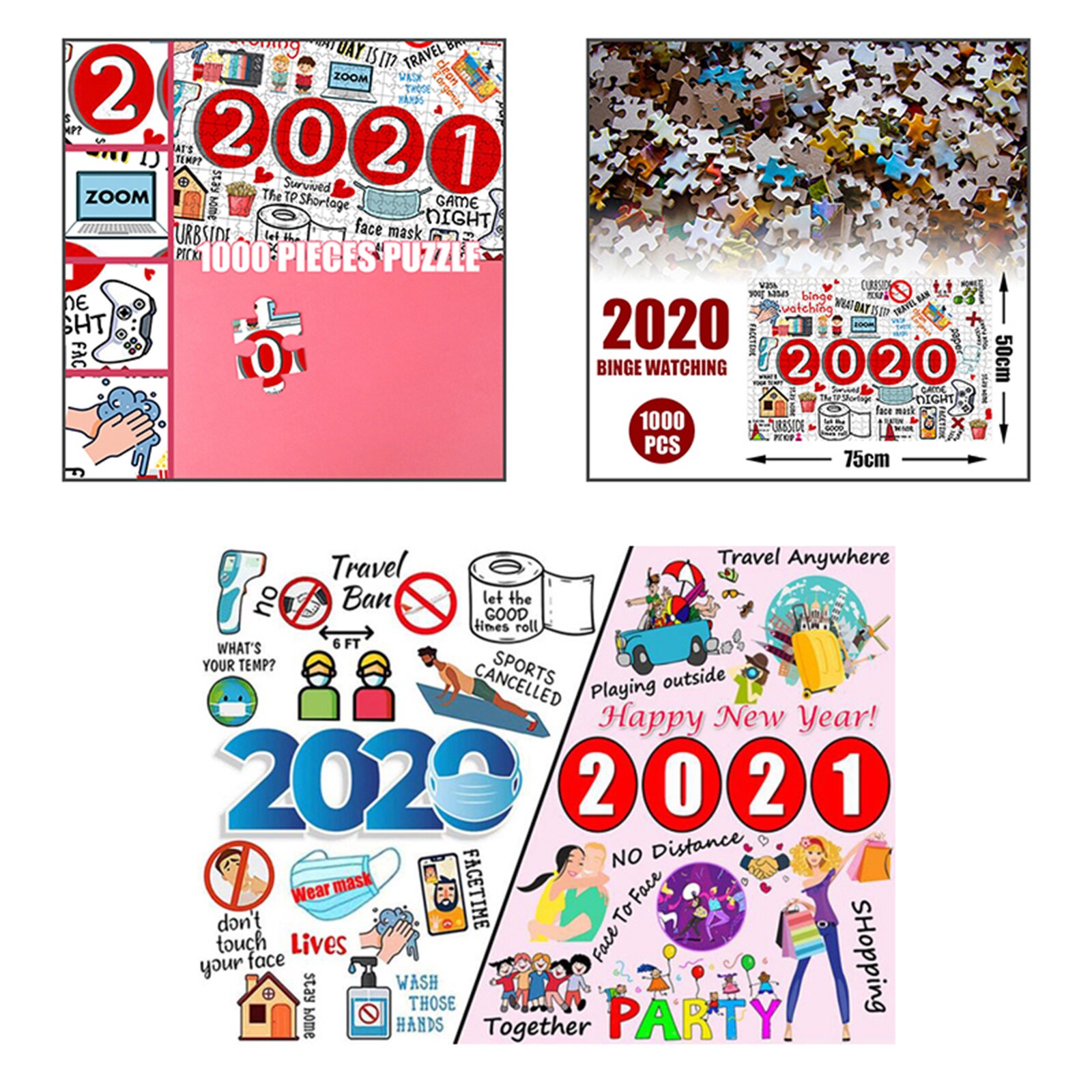 Memorial Jigsaw Puzzle, 1000pieces Classic Christmas Year Cardboard Puzzles Rememberable Year for Adults Kids: Style2