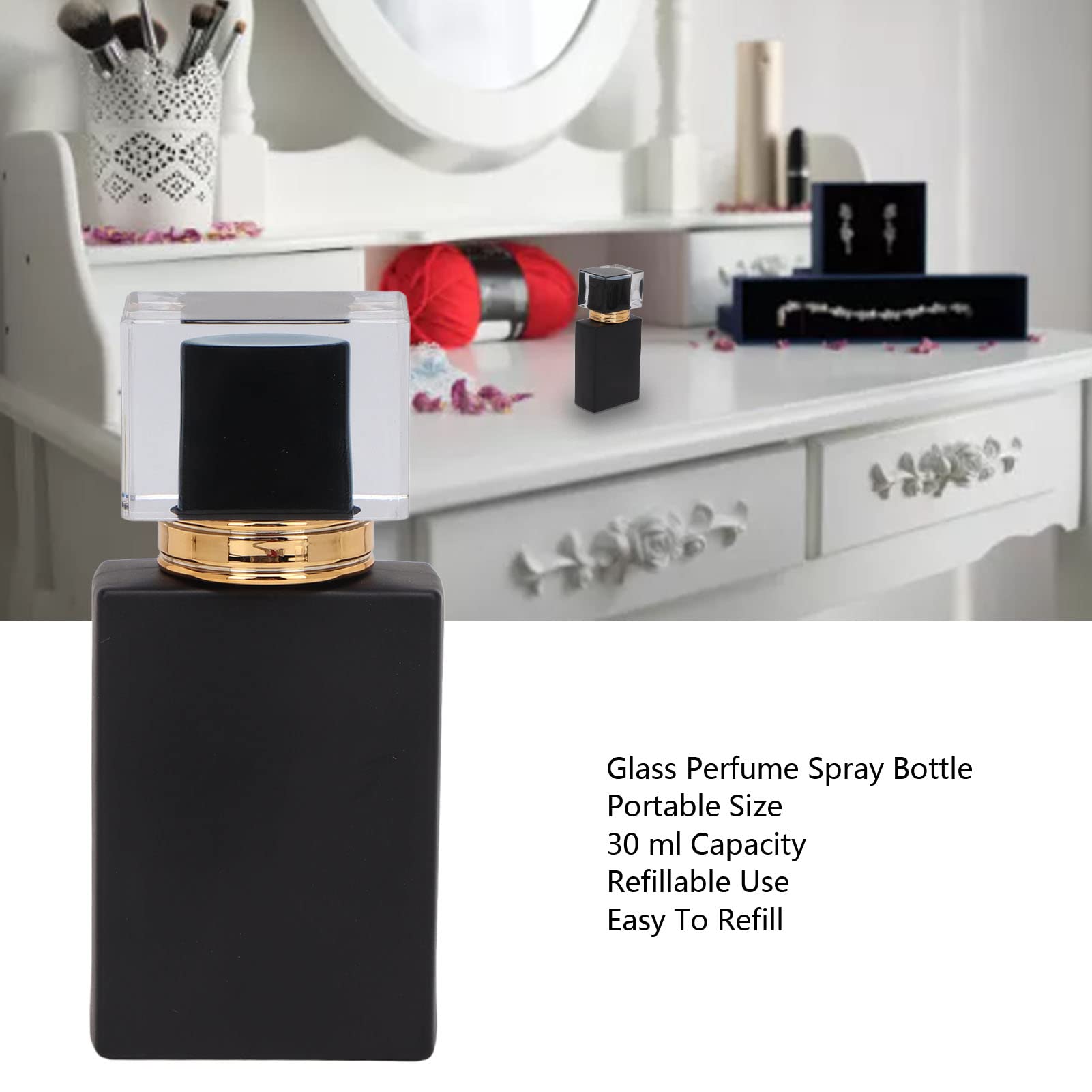 Botella de perfume vacía, botella de perfume en aerosol recargable, botella de perfume vacía, atomizador de perfume de botella de vidrio esmerilado de 50ml, 2 uds.