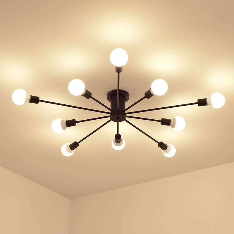 retro Eisen Kronleuchter Schwarz/Weiß 6/8/10 Steckdosen Beleuchtung Jahrgang Spinne Kronleuchter Moderne Decken Lampe Licht Leuchte Beleuchtung