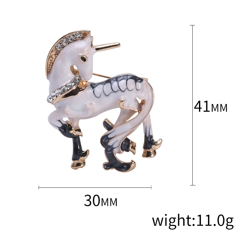 Strass-Einhorn-Broschen für Damen, unisex, Pferdeadeln, Büro, Party, Freund, , Schmuckzubehör: Schwarzes verzinktes