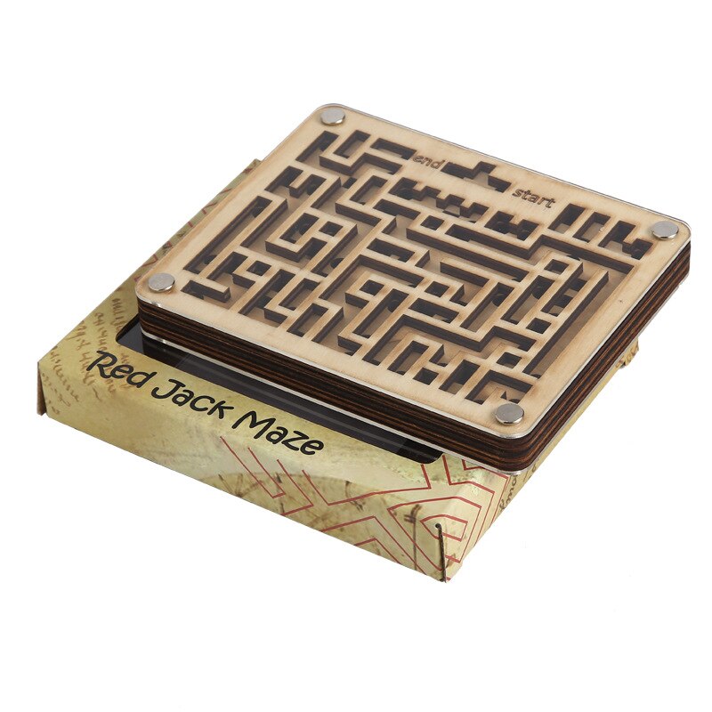 Two Layers 3D Wooden Maze Puzzle Challenging Mind Anti Stress Labyrinth Puzzles Game for Adults