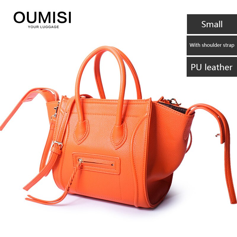 Bolso trapecio de alas de estilo a la , bolso de mujer de gran capacidad, bolso sonriente de superior: Naranja