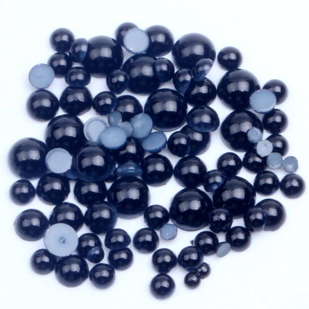 50-1000 stück, 2-12mm gemischte größen, schwarze, halbrunde harzperlen (nicht zum befestigen) für nagelkunst, rucksackdekoration, diy-projekte
