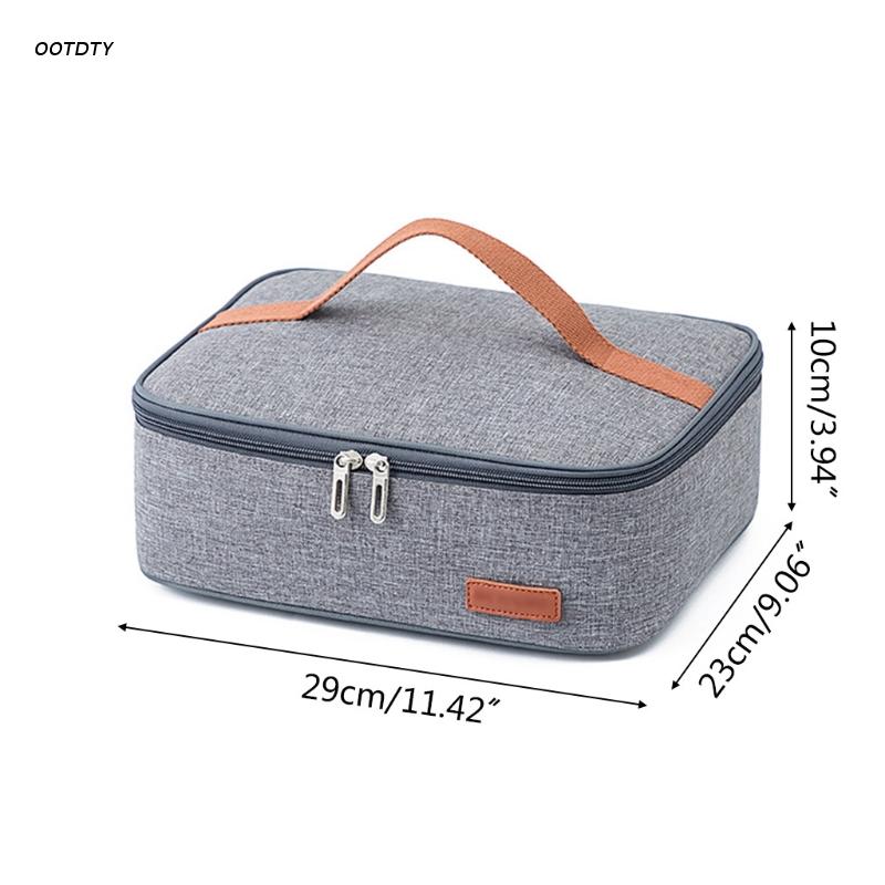 Insulated Lunch Box Bag with Handle Double Zipper Portable Mini Cooler Square Flat Style Thermal Meal Tote Carrier for Work