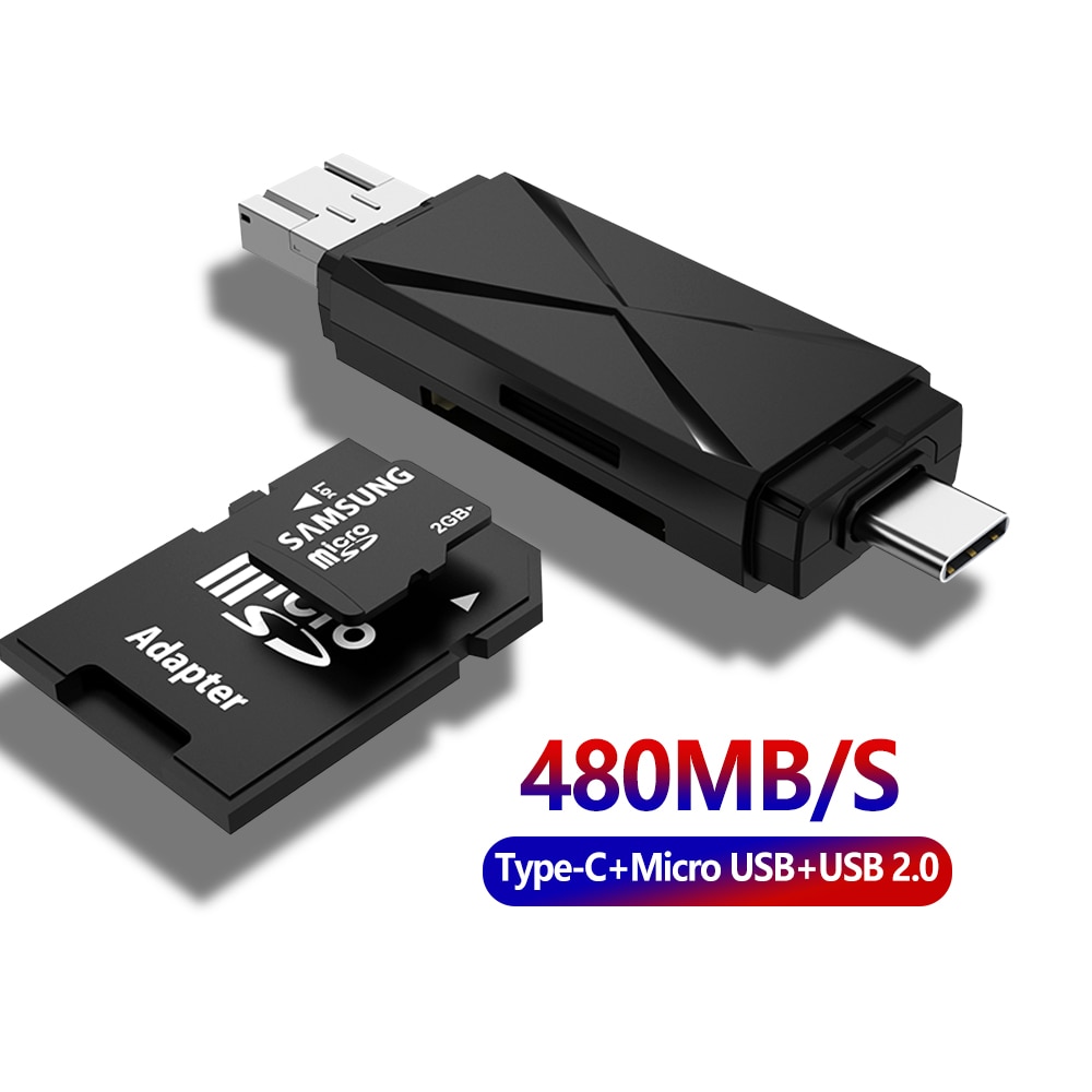 Sd-kortlæser usb 2.0 micro usb type c kortlæser lector sd hukommelseskortlæser til micro sd tf usb type-c kortlæser