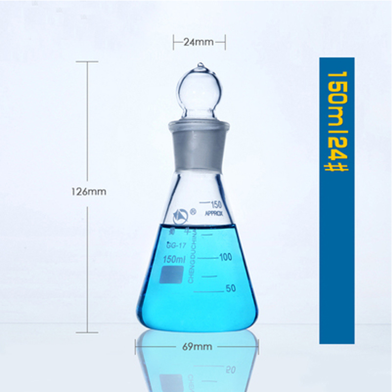 Glass triangle flask with Standard plug Chemistry laboratory conical flask Thicken High Borosilicate glass High temperature