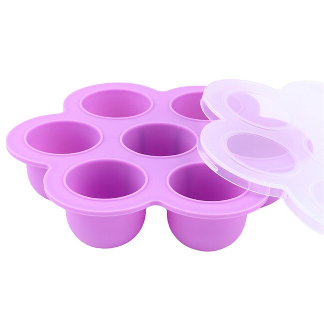 Baby Food Supplement Food Freezer Box Silicone Tray 7 Grid With Clip - On Lid Perfect Storage Container Kids Food Plate: Purple 