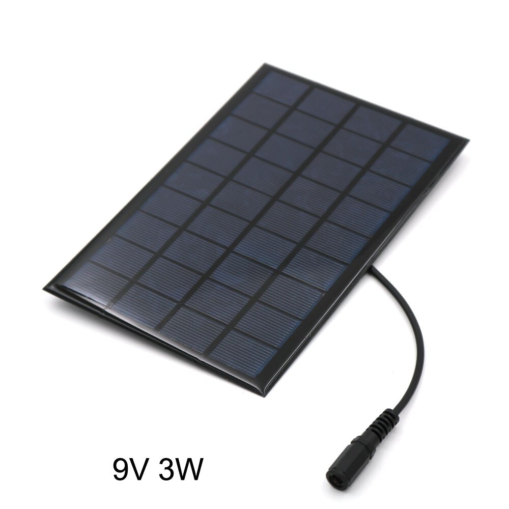 Panneau solaire 9V 2/3/4.5/10W Transparent Poly Module de cellules solaires 7.4V 6.4V 26650 18650 3.2V 3.7V connecteur de batterie DC 5.5*2.1 plug