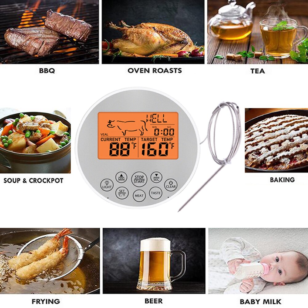 Digitale Keuken Thermometer voor Oven Vlees BBQ Barbecue Grill Gebraden Voedsel Koken Water Melk Vloeibare Temperatuur Gauge Probe Sensor