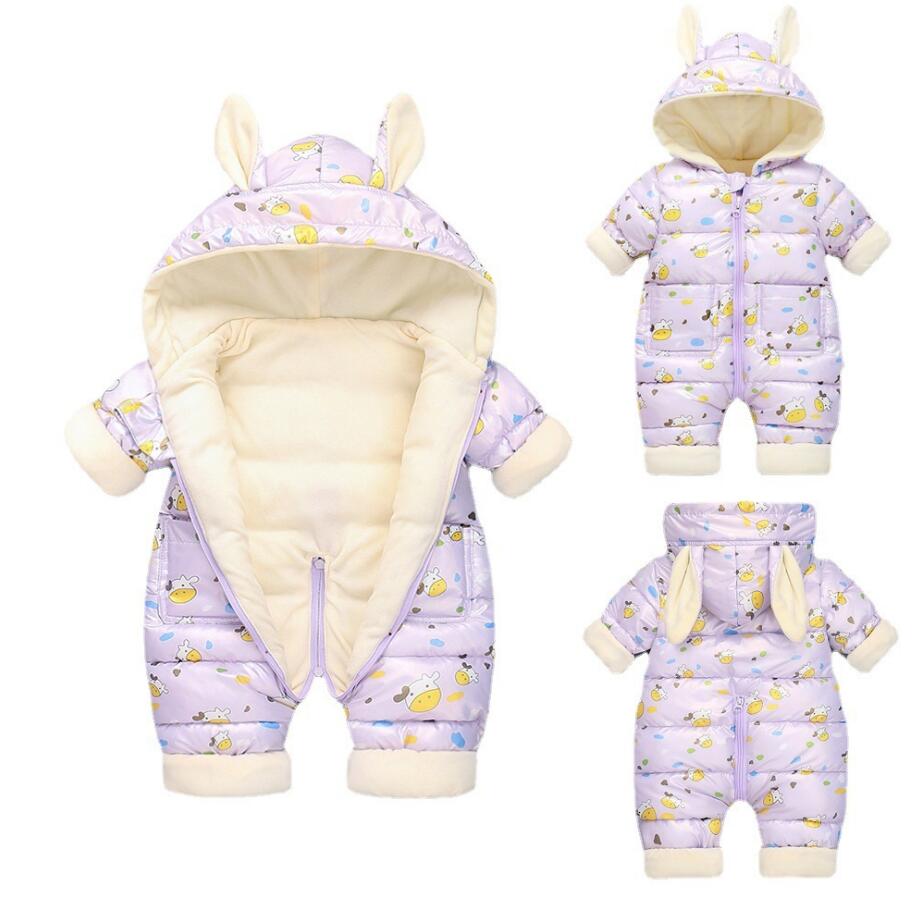 2021 roupas de bebê inverno mais veludo nascido infantil meninos meninas quente grosso macacão com capuz roupas snowsuit casaco crianças macacão