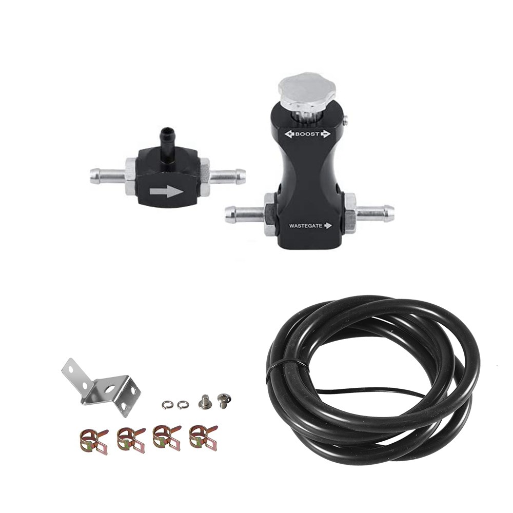 Universal Manual Turbo Boost Controller Bleed Valve Pressurize Regulating Kit Car Modified Turbocharged Regulator Aluminum: black