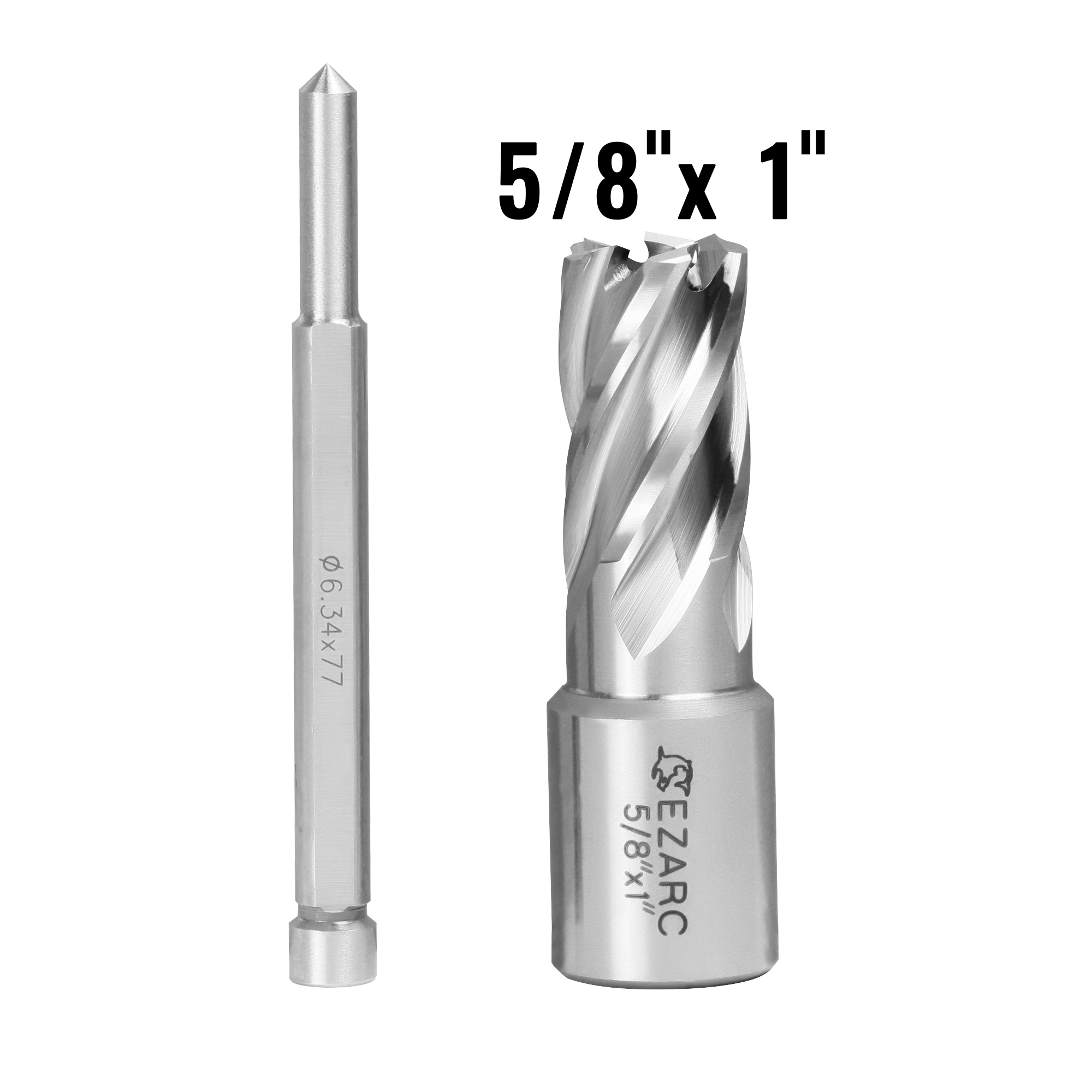 EZARC HSS Annular Cutter, 1-Inch Cutting Depth for Metal Stainless Steel Drilling Fits Magnetic Drill Press Include Pilot Pin: 15.87mm Cut Diameter