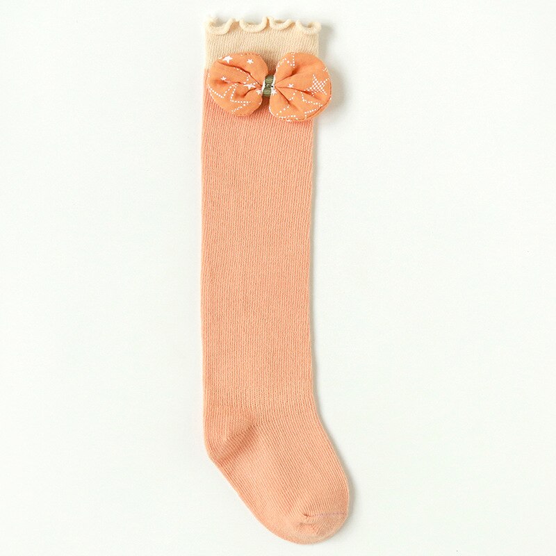 Baby-mädchen-socken, herbst, kleinkind, schleife, kniehoch, lang, weich, niedlich, freundlicher, weihnachtssocke, baumwollrüsche, neugeborenensocke für 0-3- jährige: Orange / S  (0-1t)