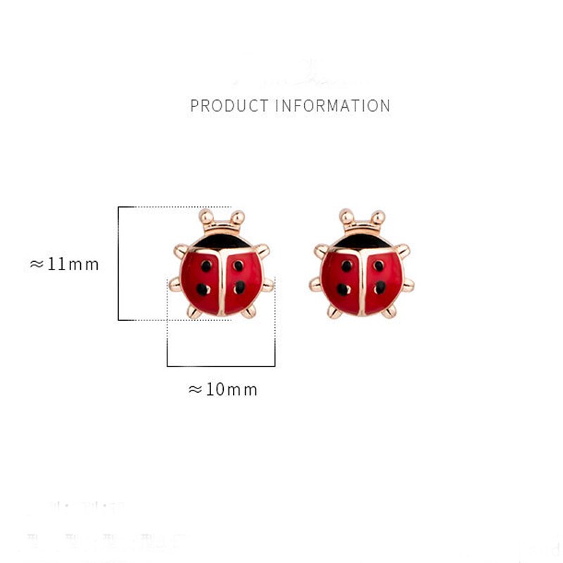 Reale dell'argento Sterlina 925 Coccinella Orecchino Della Vite Prigioniera Rosso Delicato Coccinella Orecchini Delle Viti Prigioniere per Le Donne Ragazze Figlia Grangdaughter Sorelle